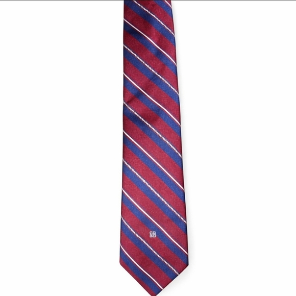 Givenchy Other - Givenchy Silk Tie Red Navy Blue Striped Luxury Necktie Italy